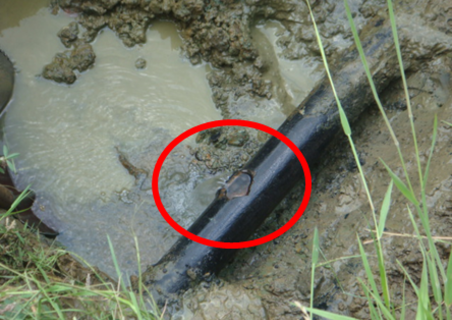 Détection de fuite sur une conduite de distribution d'une compagnie des eaux à Landen.